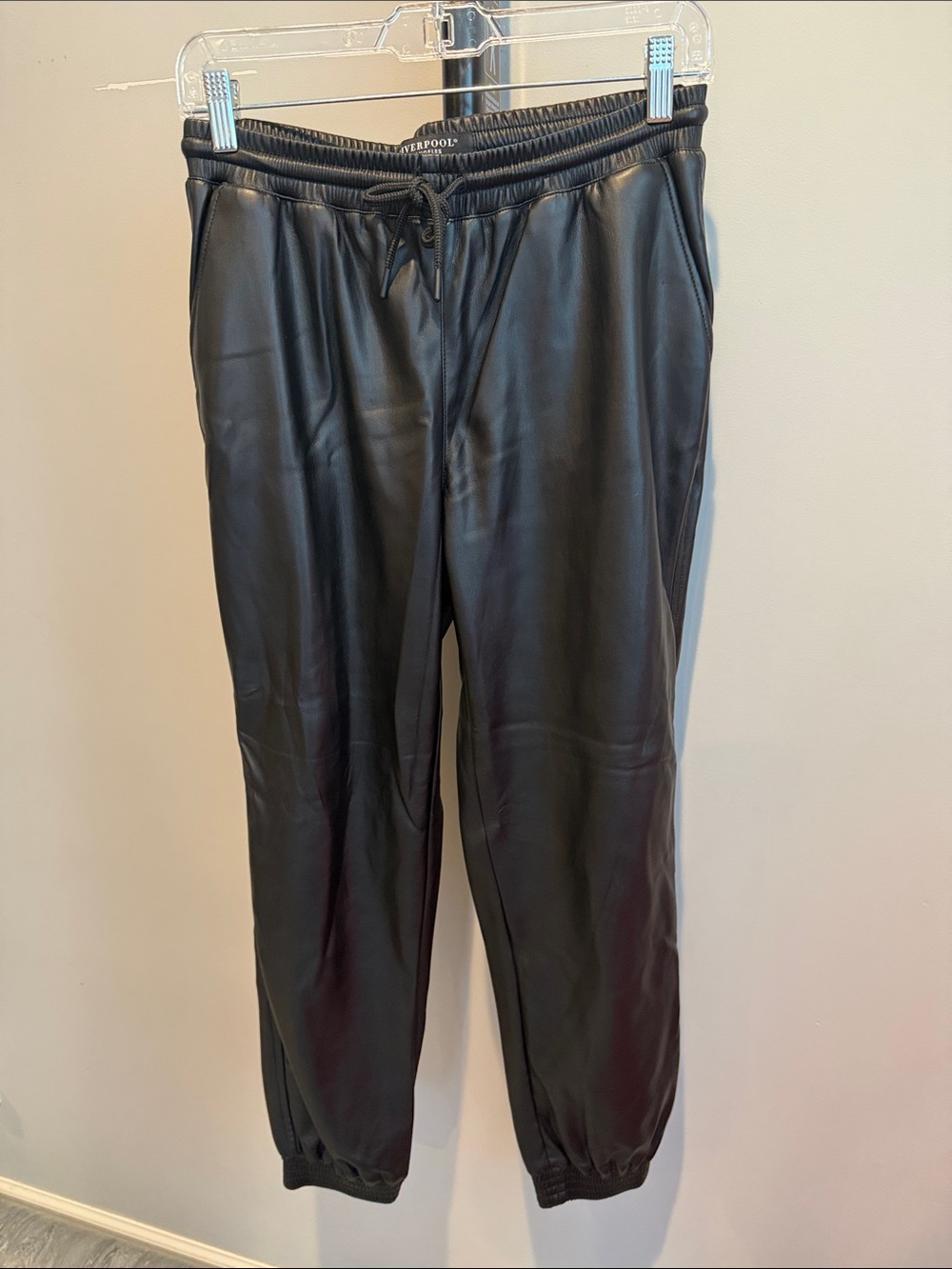 Liverpool Black Faux Leather Jogger Pants